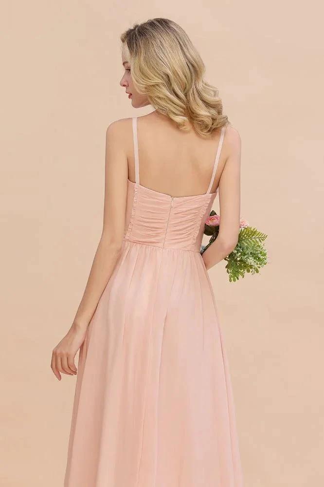 Spaghetti Straps Aline Bridesmaid Dress Sweetheart Chiffon Swing Evening Dress (ZD13150)
