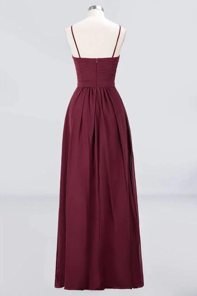 Spaghetti-Straps Backless Bridesmaid Dress Ruffles Chiffon Wedding Party Dress (ZD13114)
