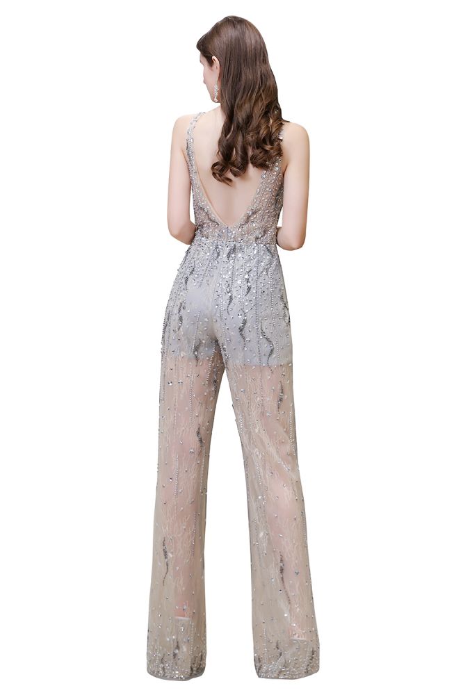Sparkle Illusion High neck See-through Prom Jumpsuit