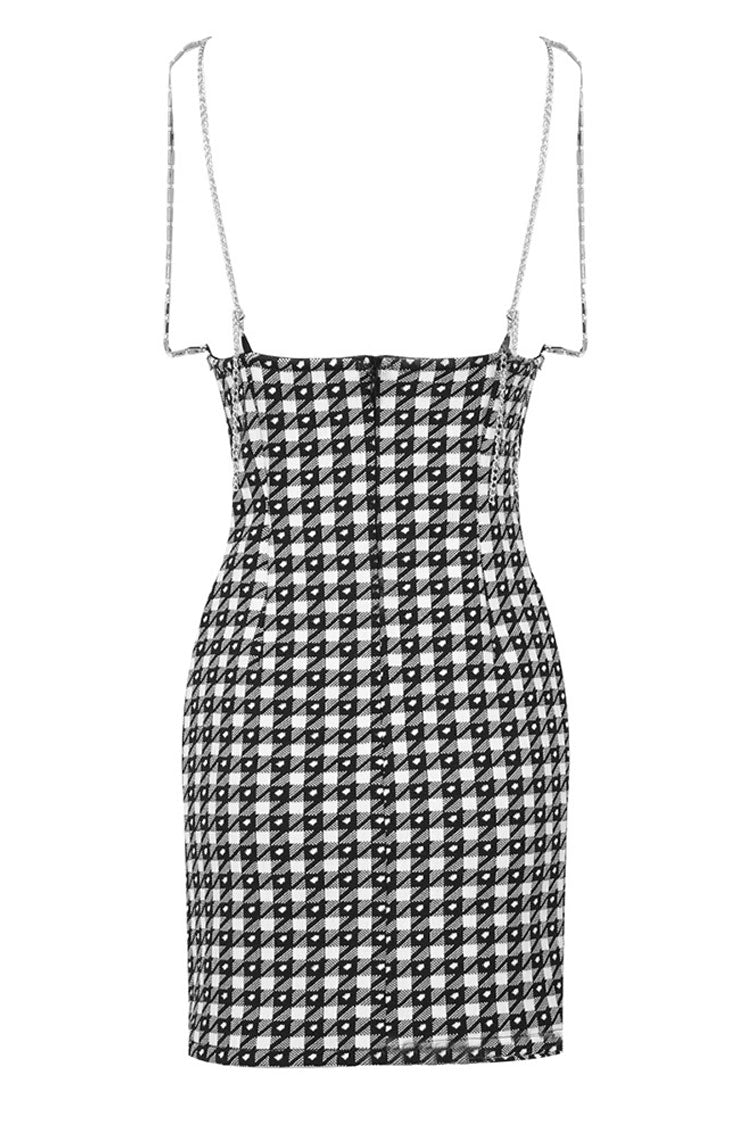 Sparkly Backless Rhinestone V Neck Mini Dress in Black - Fashionpara