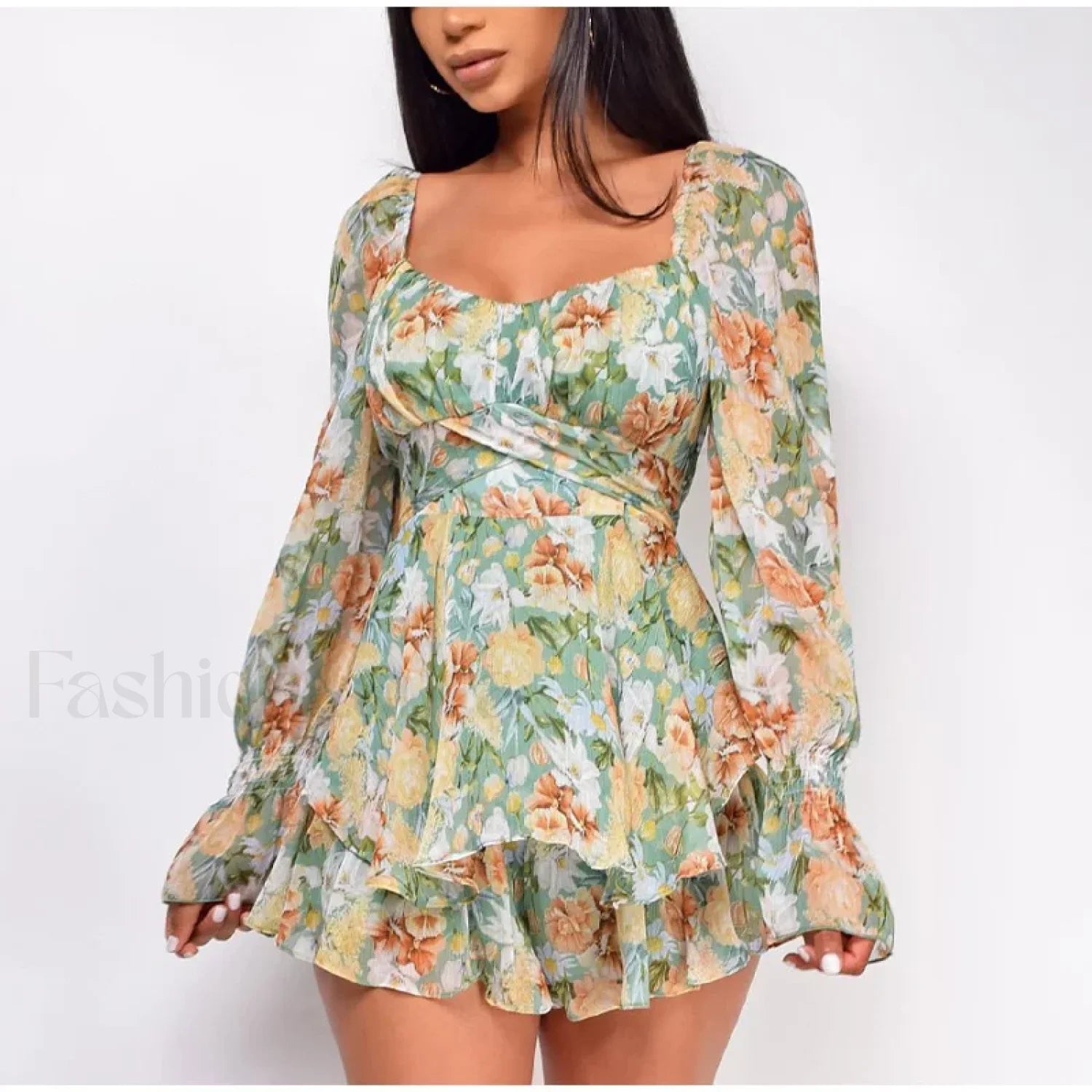 Square Neck Jumpsuit Tailored Dress for Seasonal Wardrobe Essential