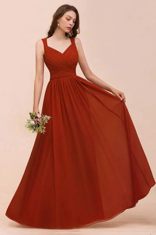 Strap Slim Floor Length Evening Dress for Bride Bridesmaid Dress (ZD13016)