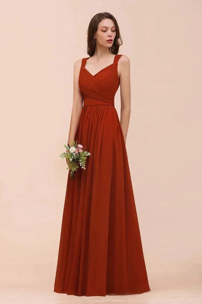 Strap Slim Floor Length Evening Dress for Bride Bridesmaid Dress (ZD13016)