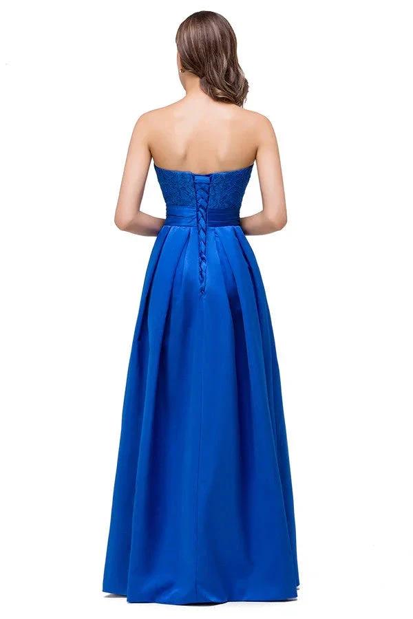 Strapless A-line Lace-up Floor-length Appliques Bridesmaid Dresses (ZD13071)