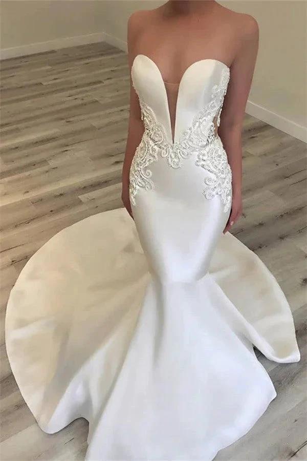Strapless Appliques Wedding Dress New Arrival Mermaid Dresses for Weddings (ZD13795)