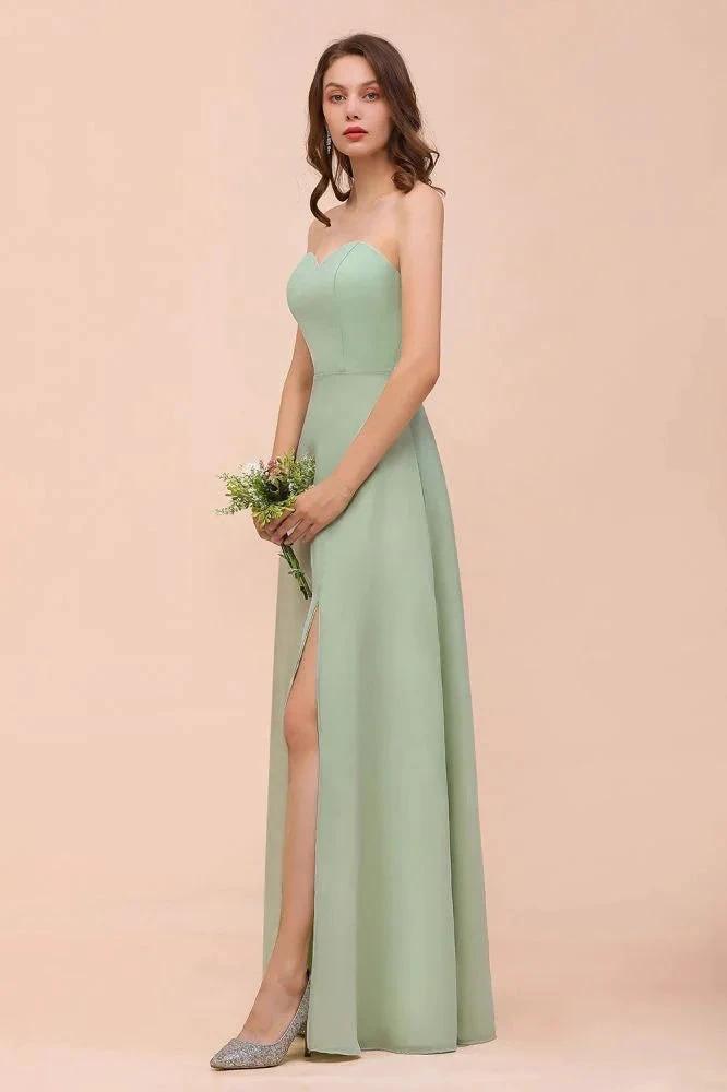 Strapless Chiffon Formal Bridesmaid Dress Elegant Maxi Maid of Honor Dress (ZD13024)