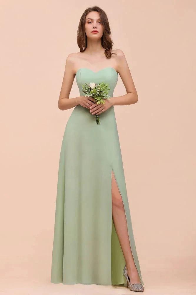 Strapless Chiffon Formal Bridesmaid Dress Elegant Maxi Maid of Honor Dress (ZD13024)