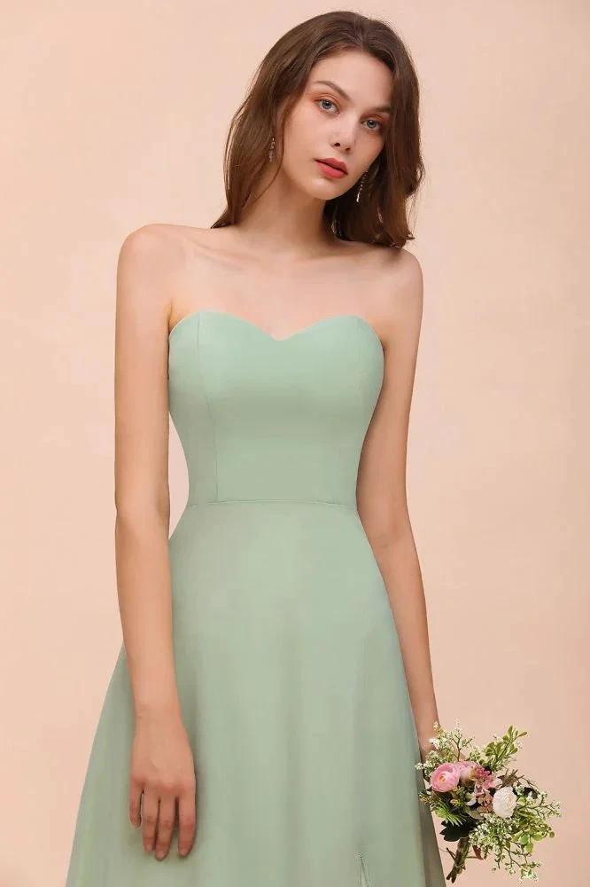 Strapless Chiffon Formal Bridesmaid Dress Elegant Maxi Maid of Honor Dress (ZD13024)