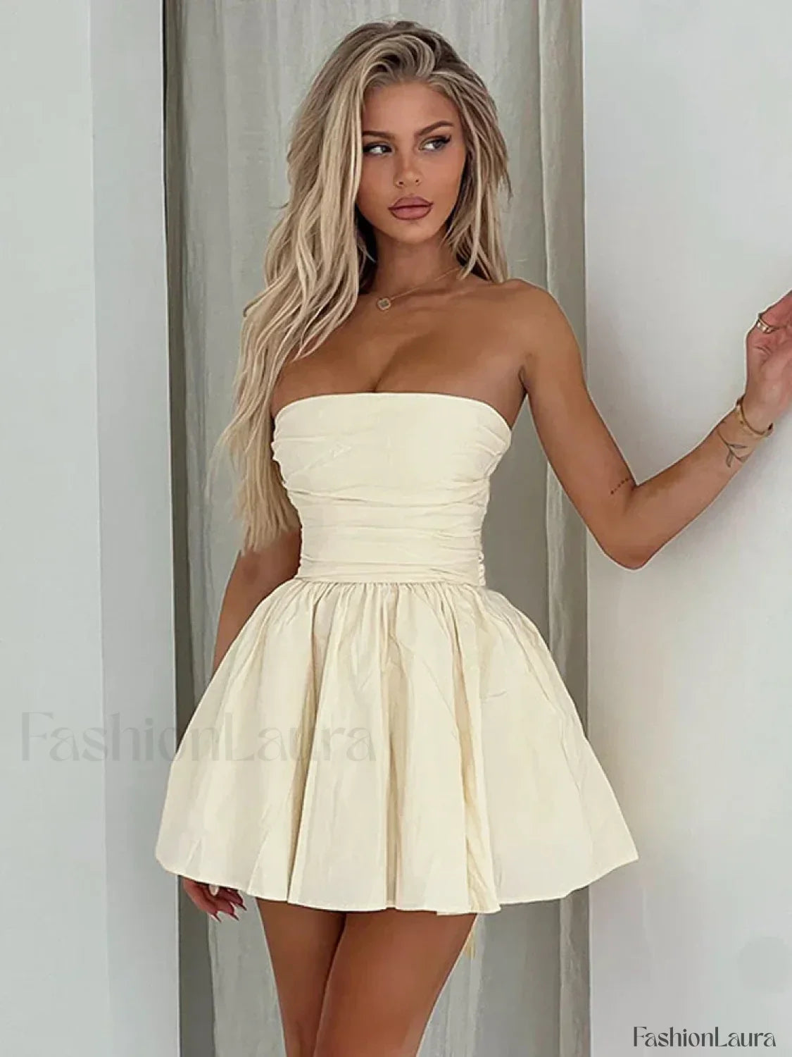 Strapless Ruffle Bodycon Mini Dress