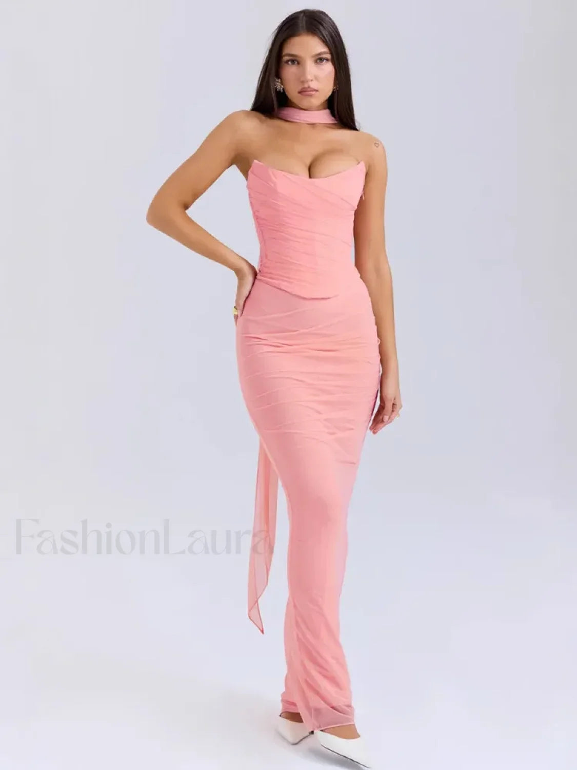 Strapless Skirt Two Piece Maxi Dress