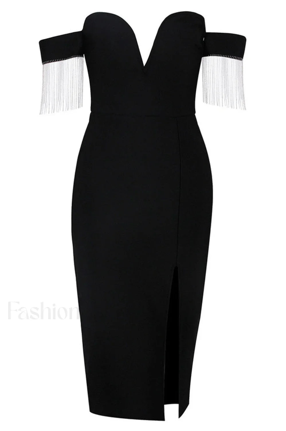 Strapless Slit Stylish Bandage Dress S / Black