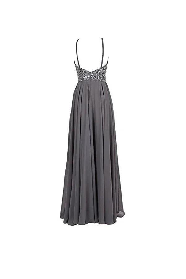 Straps Formal Gowns Beading Prom Evening Dresses Backless (ZD13171)