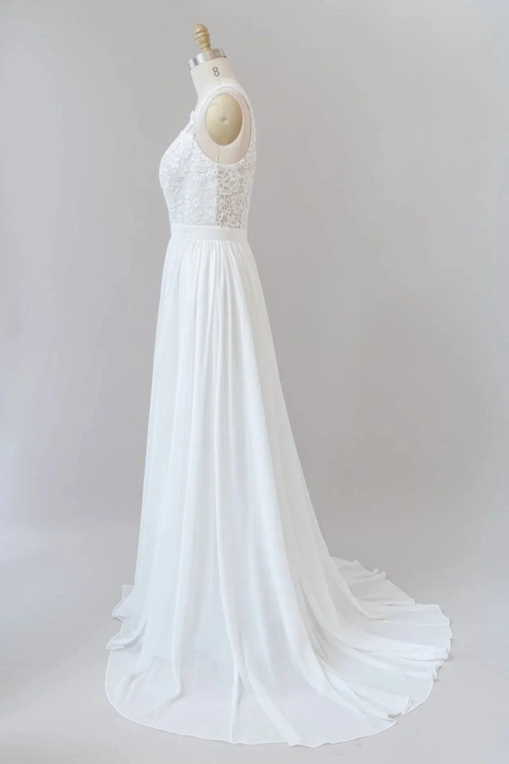 Straps Lace A-line Boho Wedding Dress (ZD15972)
