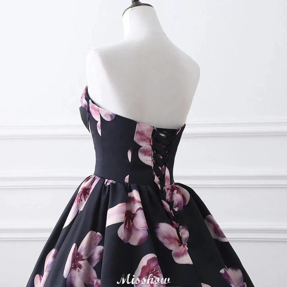 Sweetheart A Line Long Print Flower Evening Dresses (ZD13892)