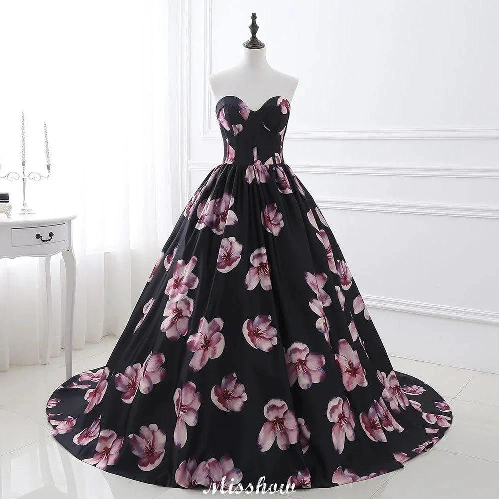 Sweetheart A Line Long Print Flower Evening Dresses (ZD13892)