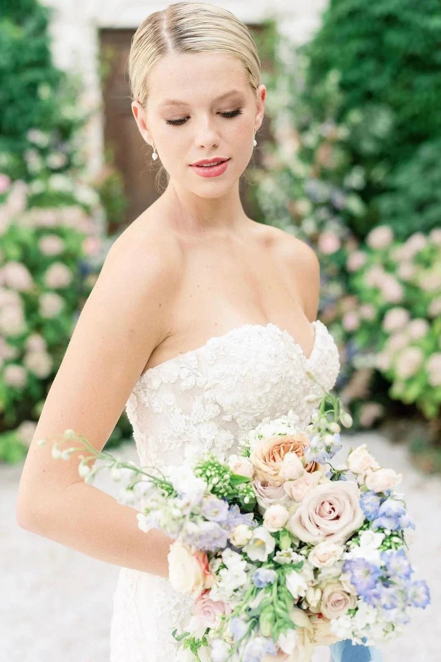 Sweetheart Mermaid Sleeveless Tulle Appliques Wedding Dress With Lace (ZD14581)