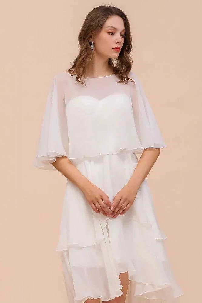 Sweetheart Mini Chiffon Dress with Wraps Simple Beach Bridesmaid Dress for Bride (ZD13003)