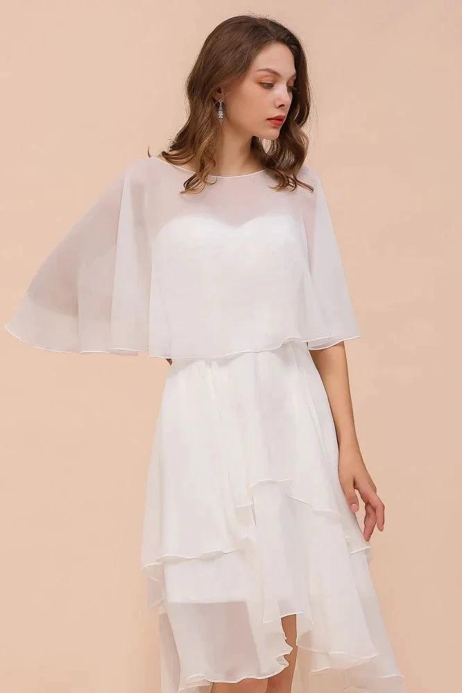 Sweetheart Mini Chiffon Dress with Wraps Simple Beach Bridesmaid Dress for Bride (ZD13003)