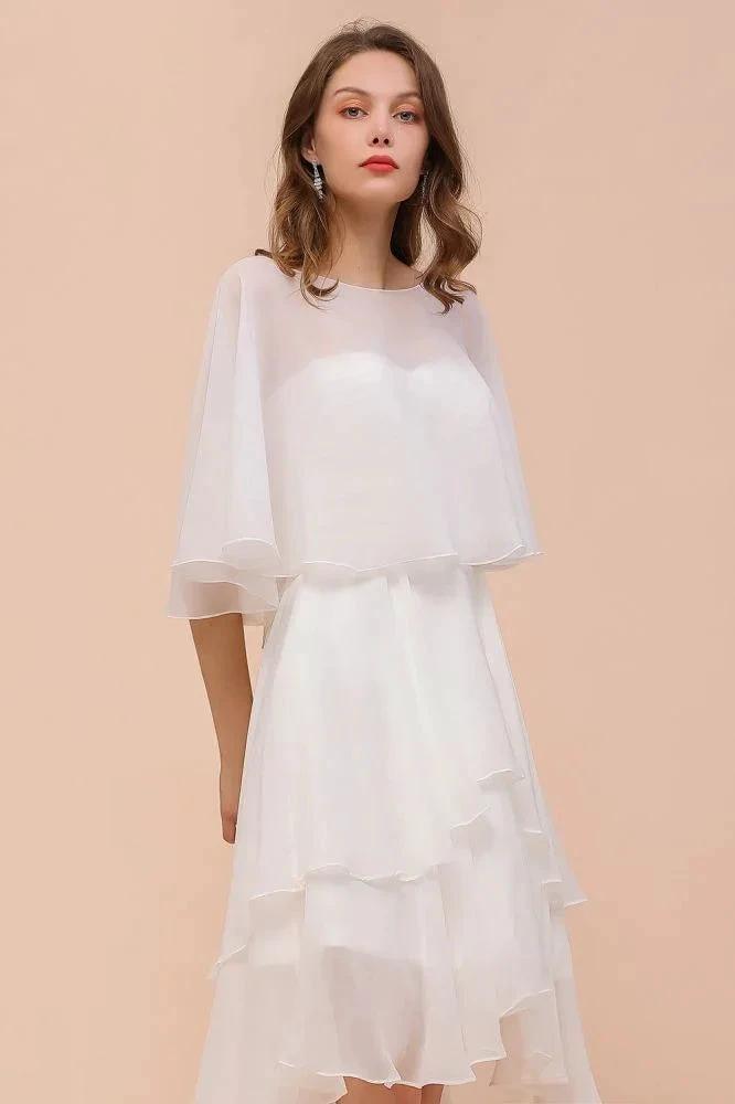 Sweetheart Mini Chiffon Dress with Wraps Simple Beach Bridesmaid Dress for Bride (ZD13003)