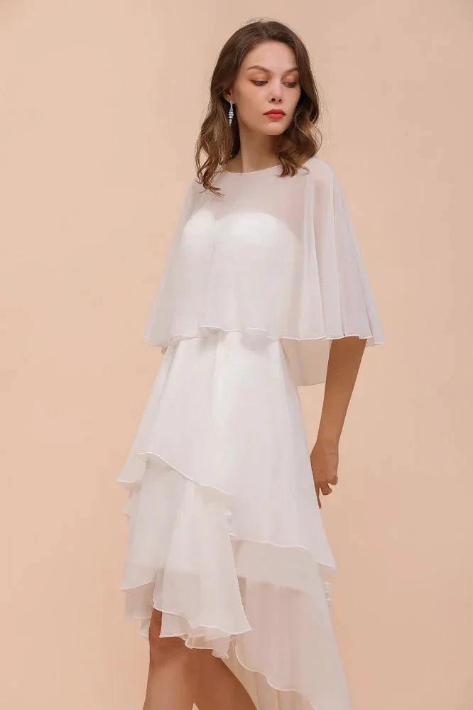Sweetheart Mini Chiffon Dress with Wraps Simple Beach Bridesmaid Dress for Bride (ZD13003)