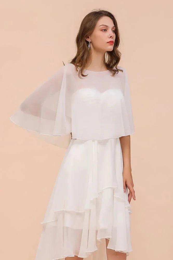 Sweetheart Mini Chiffon Dress with Wraps Simple Beach Bridesmaid Dress for Bride by misshow.com