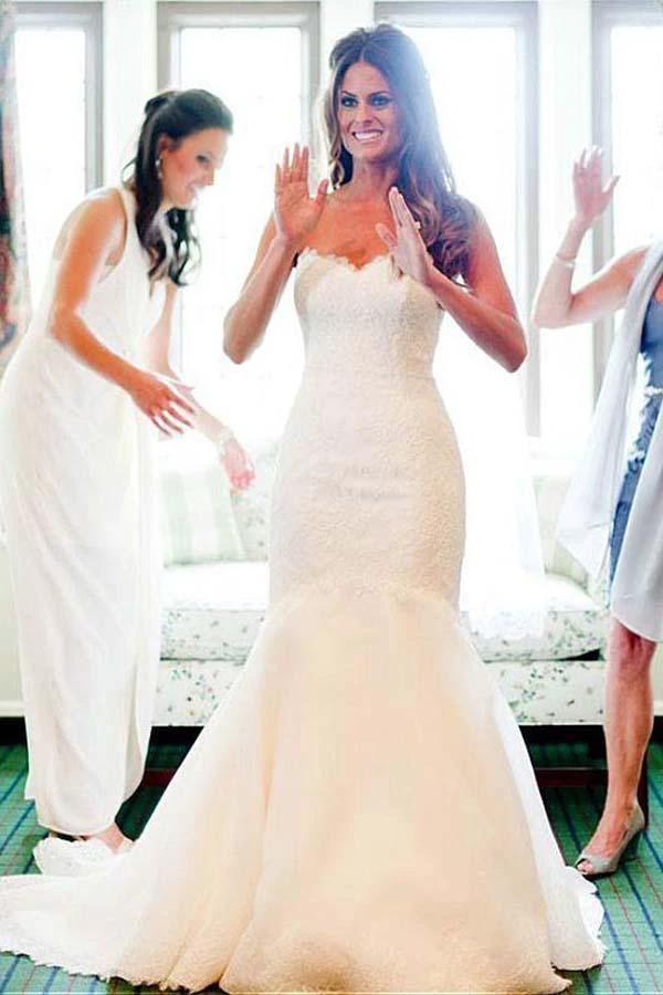 Sweetheart Neckline Mermaid Wedding Dresses With Lace Appliques (ZD15425)