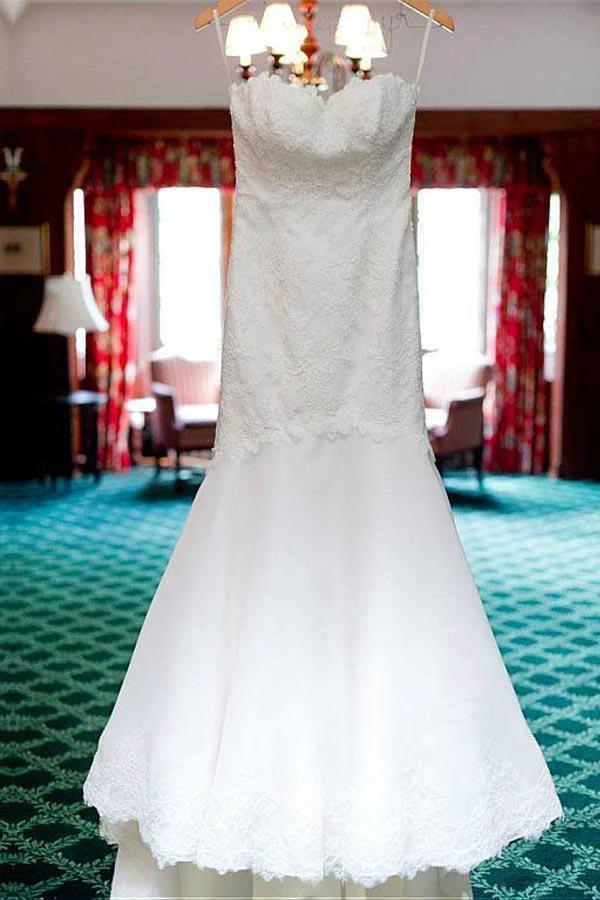 Sweetheart Neckline Mermaid Wedding Dresses With Lace Appliques (ZD15425)