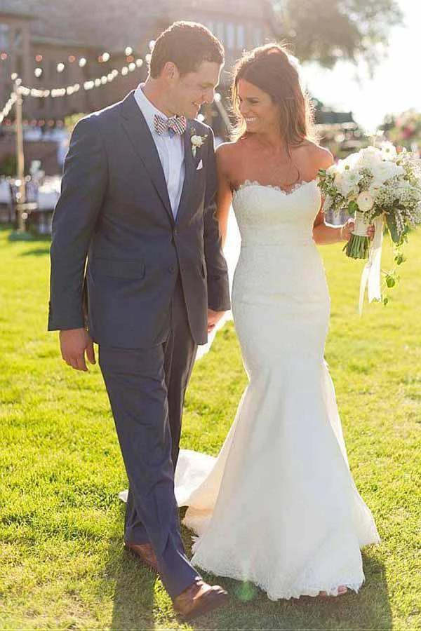 Sweetheart Neckline Mermaid Wedding Dresses With Lace Appliques (ZD15425) - VelvetHem
