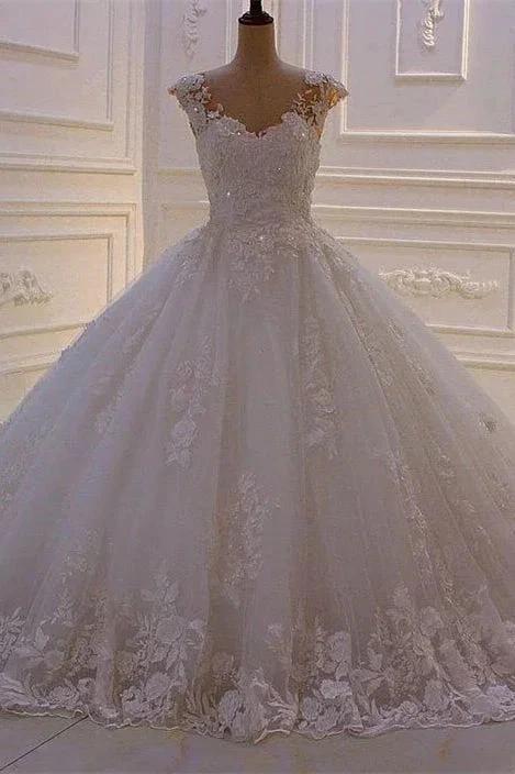 Sweetheart Princess A-line Sleeveless Appliques Lace Wedding Dress (ZD14544)