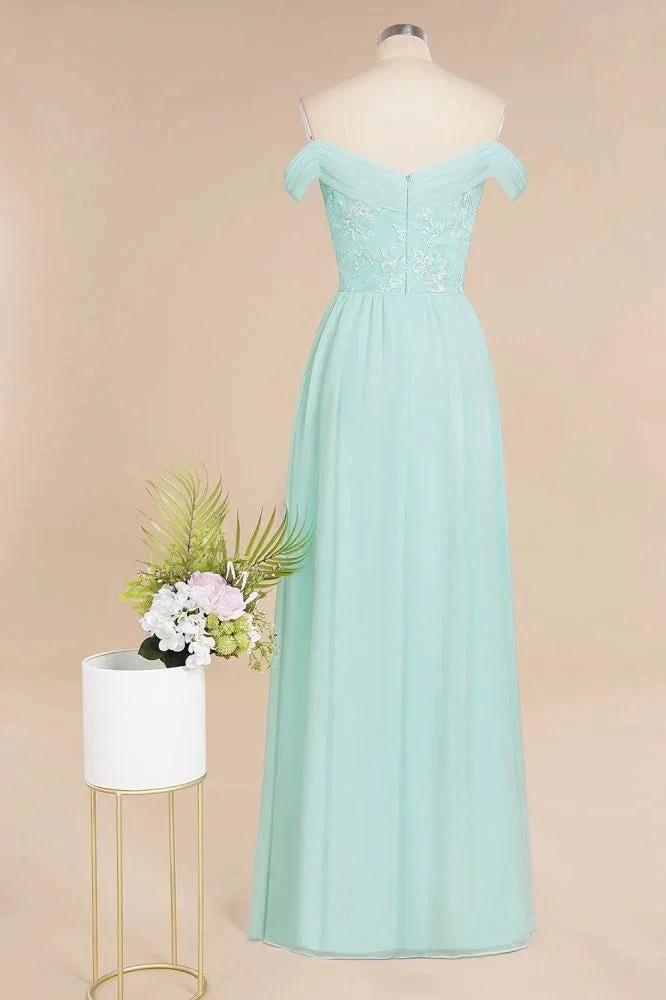 Sweetheart Ruffles Simple Prom Dresses Off the Shoulder aline Bridesmaid Dress (ZD13118)
