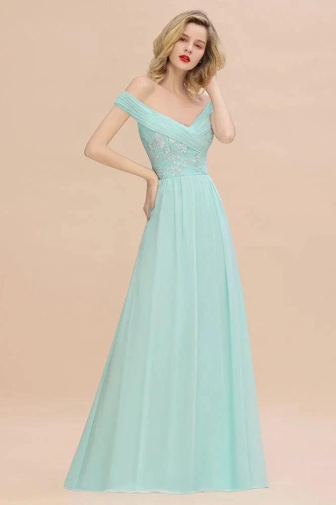 Sweetheart Ruffles Simple Prom Dresses Off the Shoulder aline Bridesmaid Dress (ZD13118)