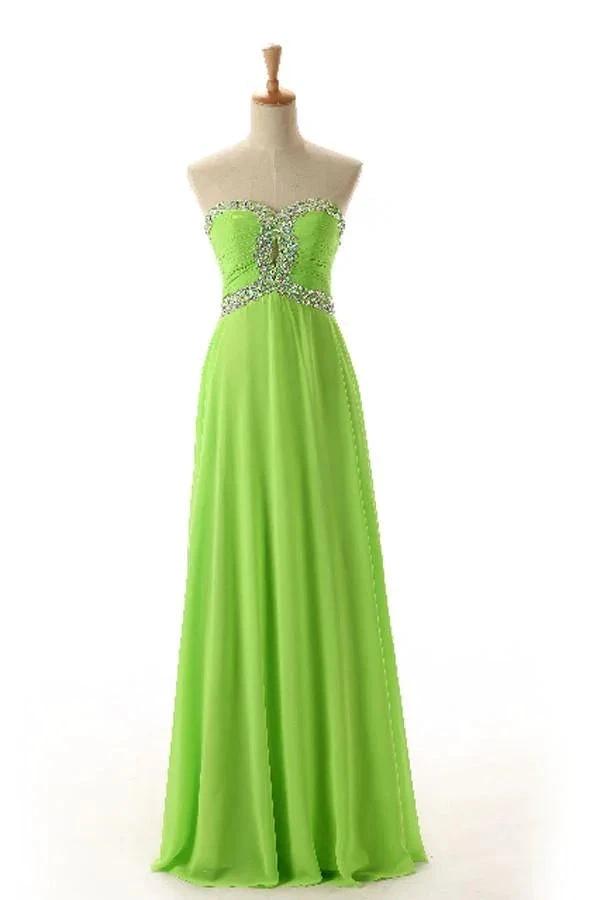 Sweetheart Sleeveless Backless Chiffon Green Prom Dress PG 243 (ZD13157)