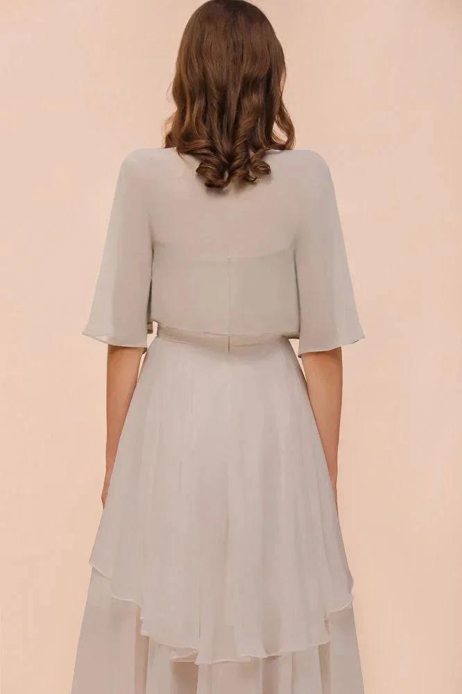 Sweetheart Sleeveless Mini Grey Bridesmaid Dress with Chiffon Wraps (ZD13005)