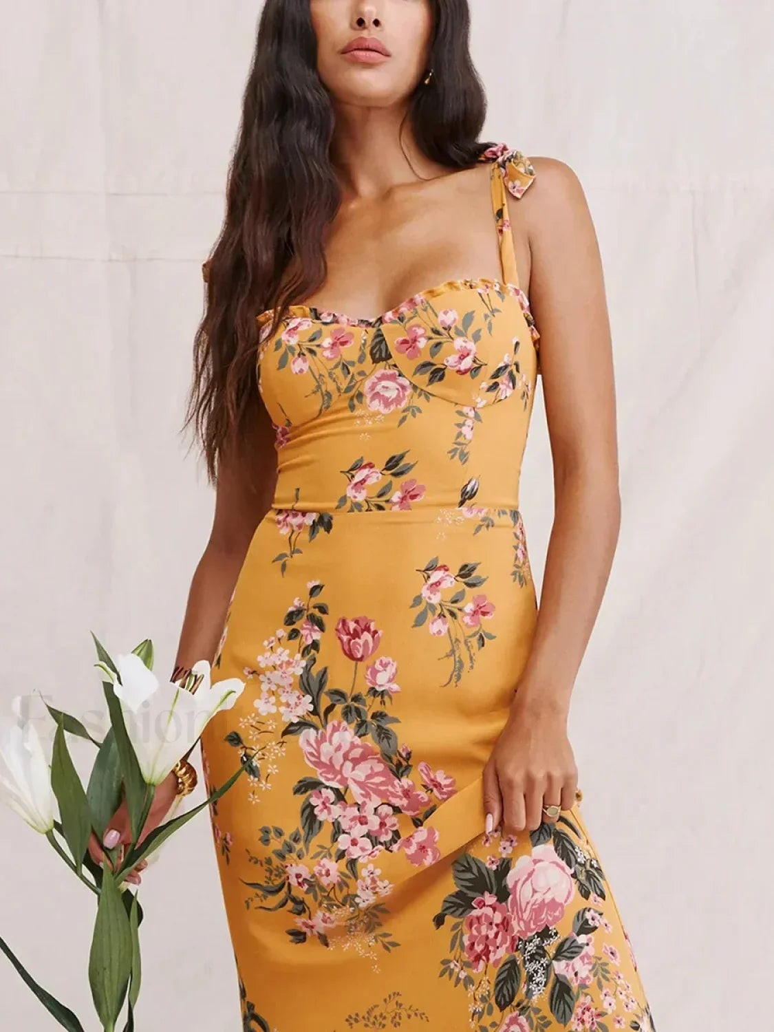 Sweetheart Tie Strap Dress with Relaxed Fit and Layered Outfit Styling