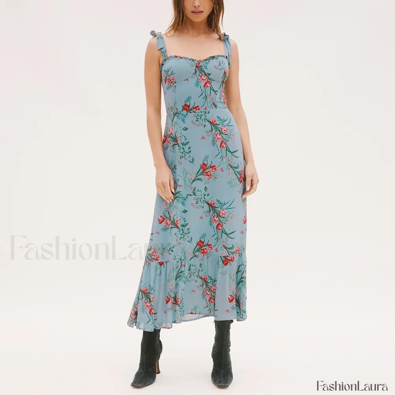 Sweetheart Tie Strap Dress with Relaxed Fit and Layered Outfit Styling