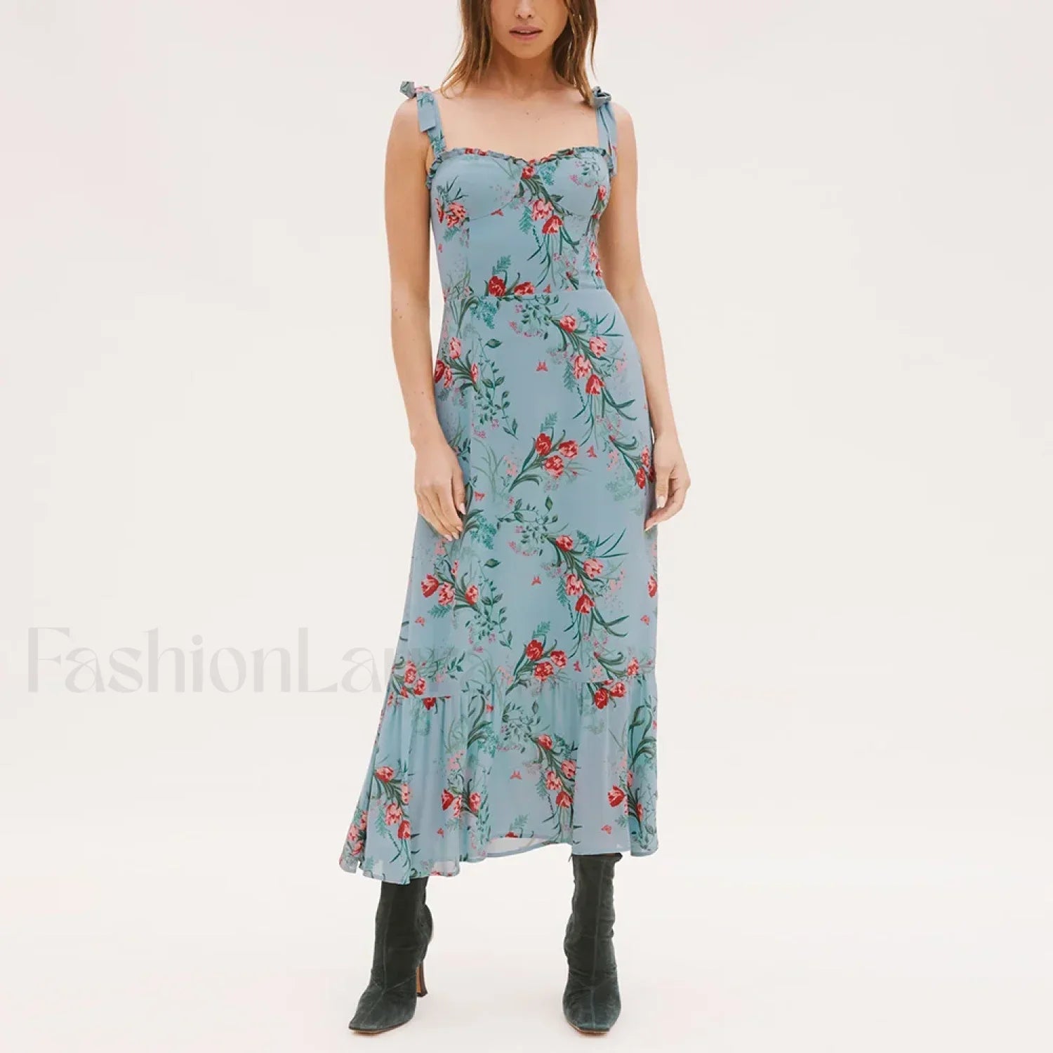 Sweetheart Tie Strap Dress with Relaxed Fit and Layered Outfit Styling