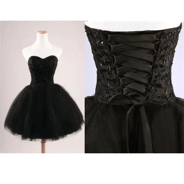Black Strapless Ball Gown Tulle Homecoming Dresses (ZD11558)