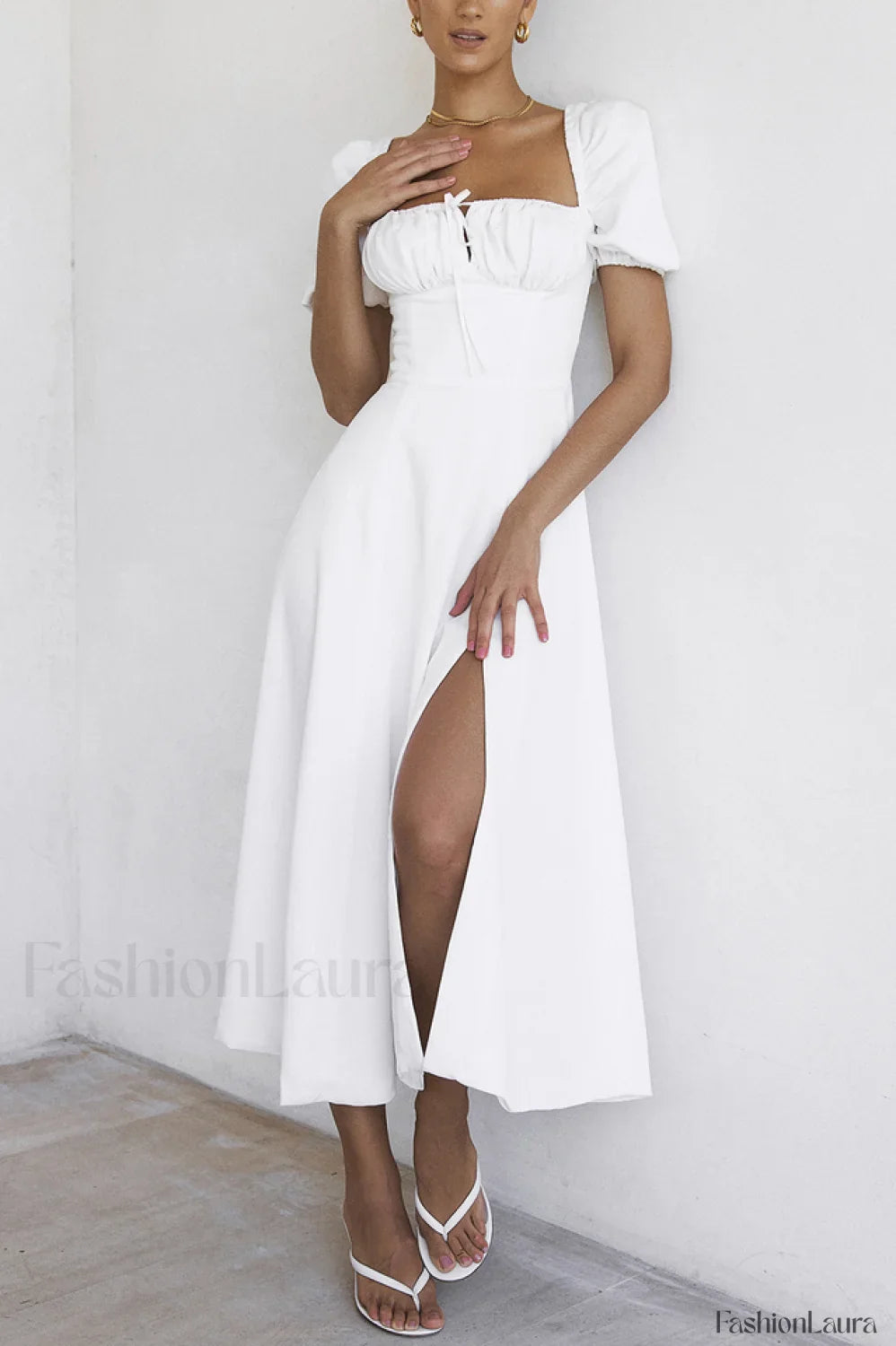 Tallulah Floral Puff Charming Sleeve Midi Dress