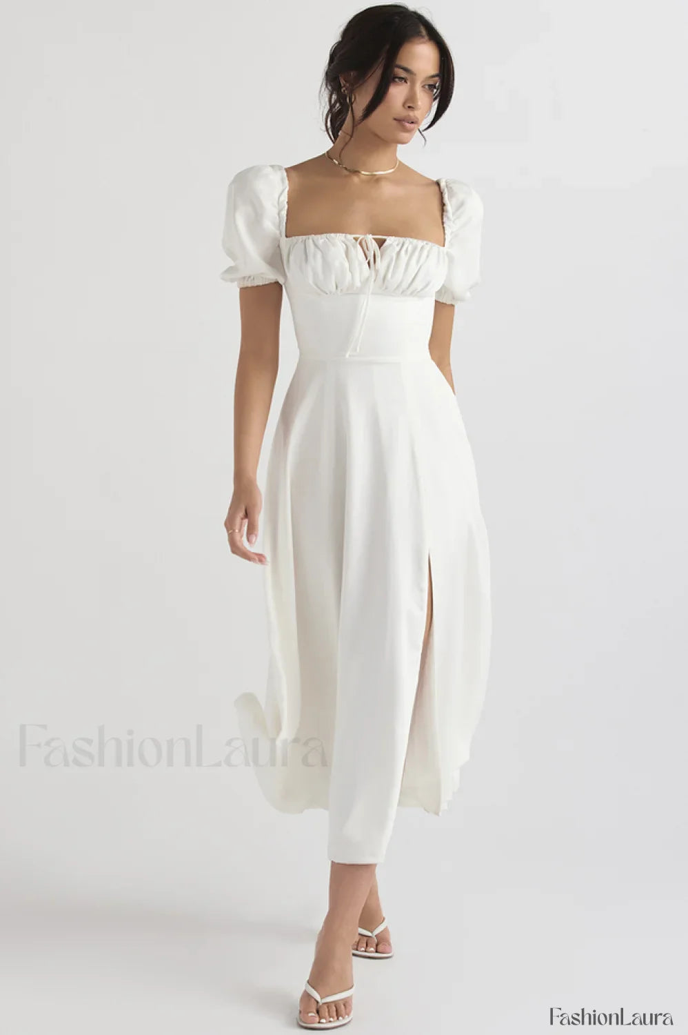Tallulah Floral Puff Charming Sleeve Midi Dress