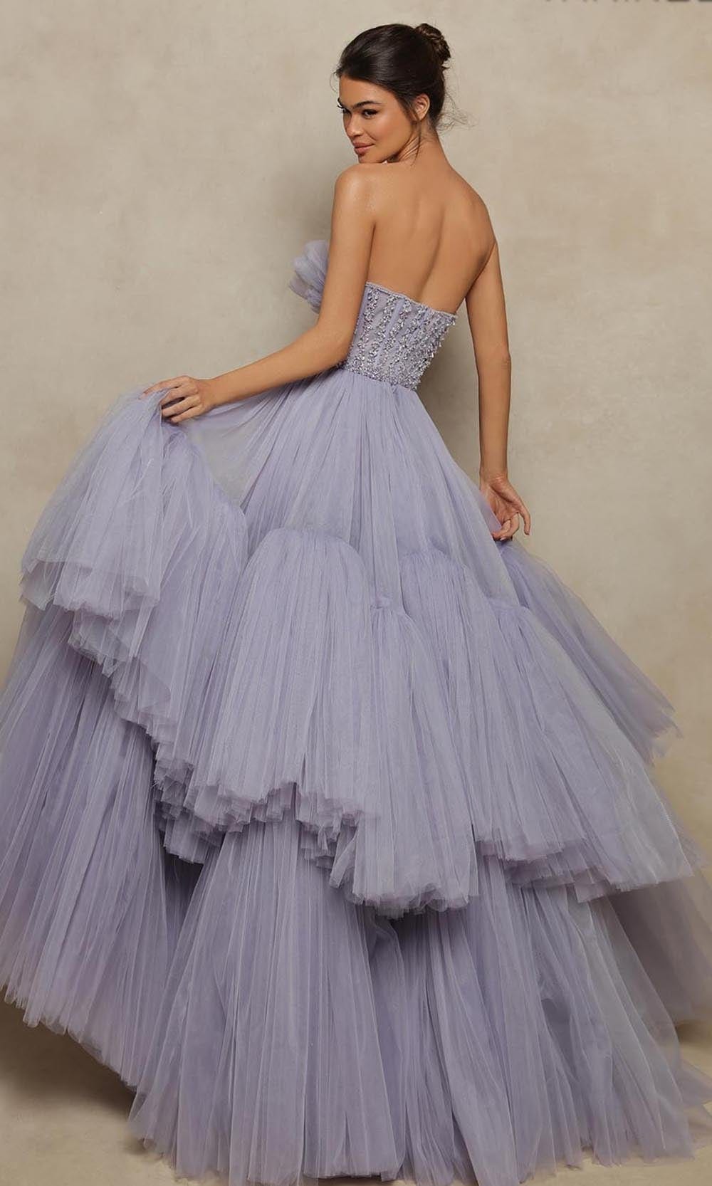 Strapless Tulle Beaded Plus Size Prom Gown - View 2 | VelvetHem