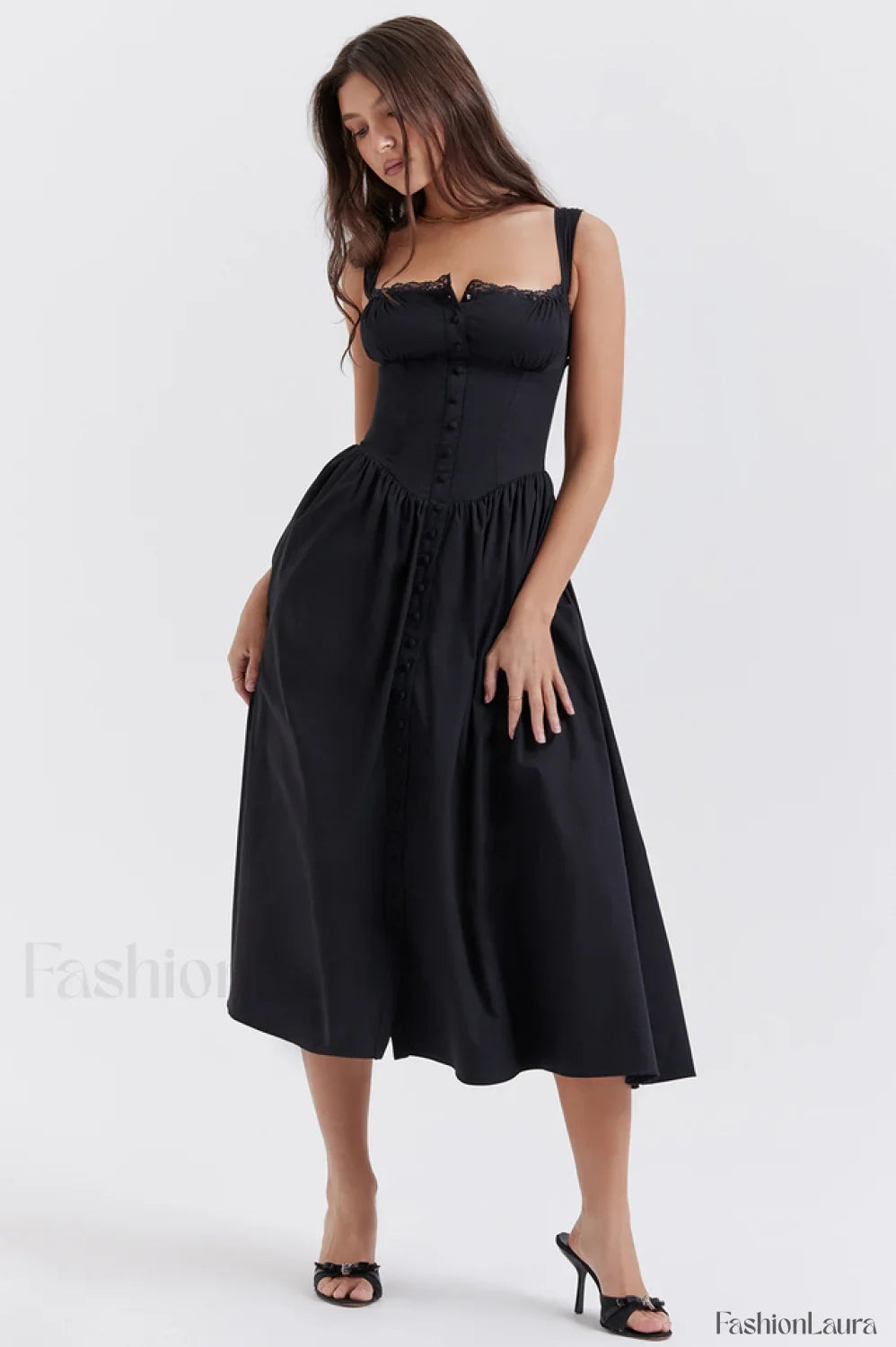 Tatiana Black Stylish Midi Sundress