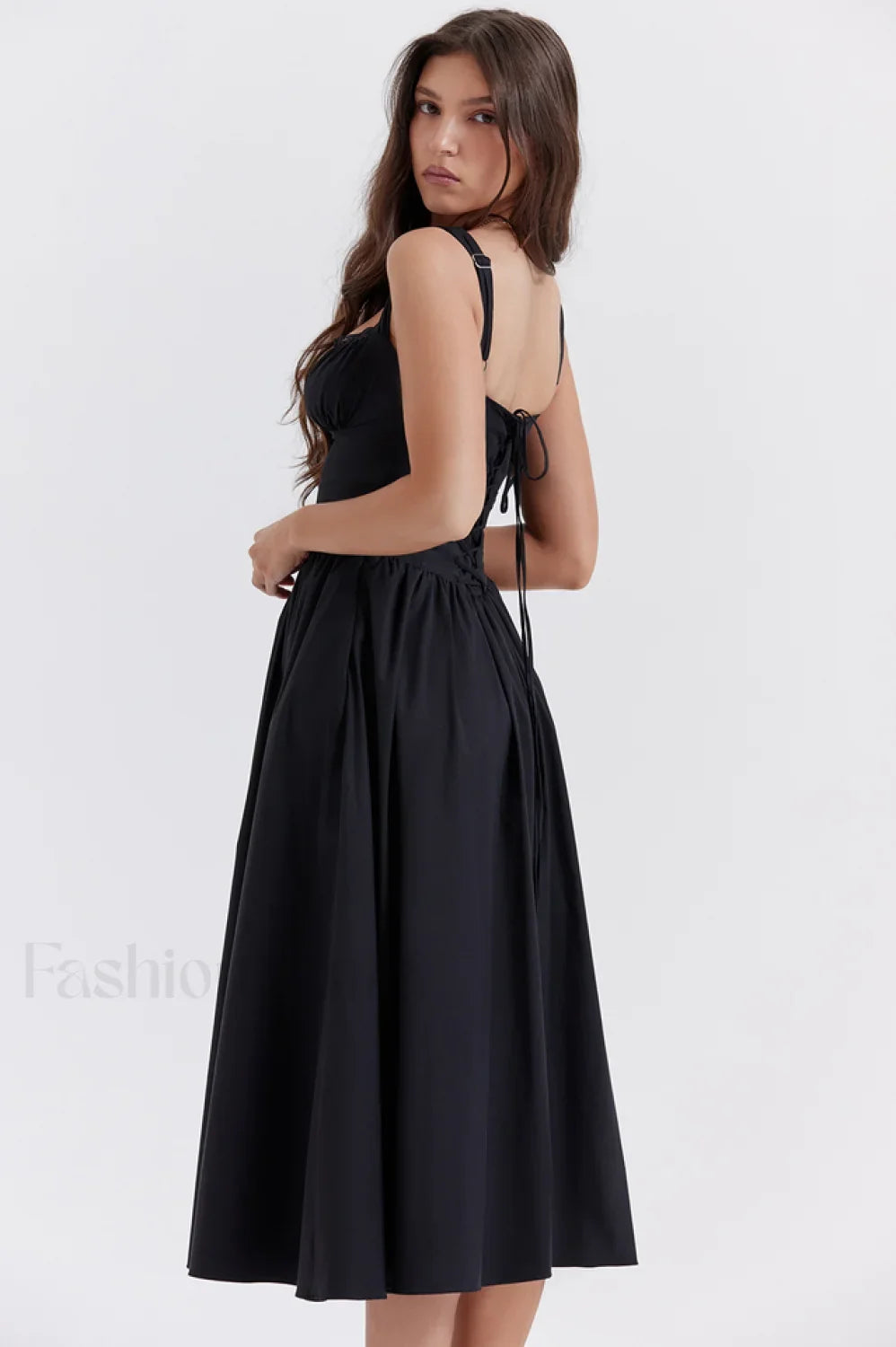 Tatiana Black Stylish Midi Sundress