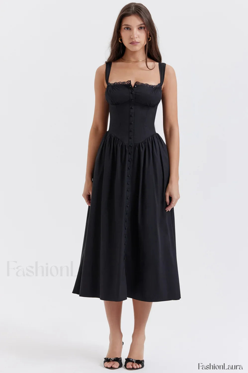 Tatiana Black Stylish Midi Sundress