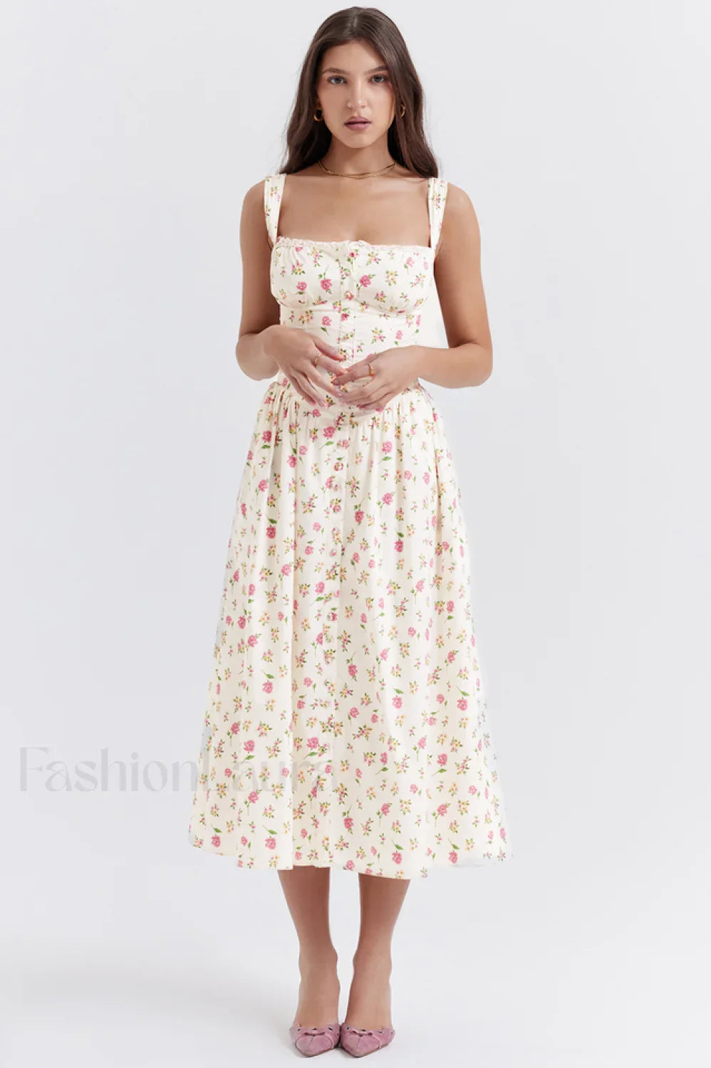 Tatiana Rose Stylish Print Midi Sundress XS / Rose Print
