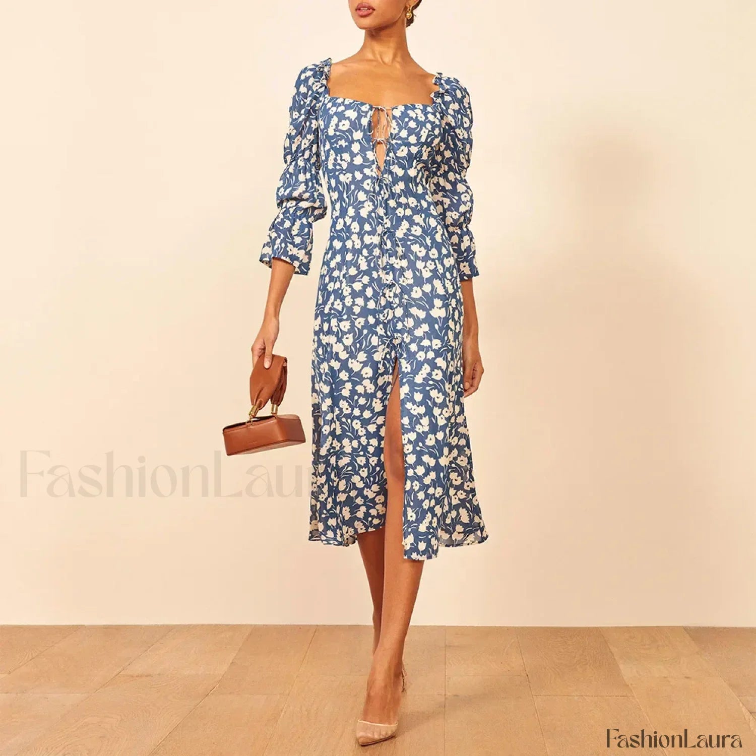 Three Quarter Ruffle Dress with Classic Everyday Styling