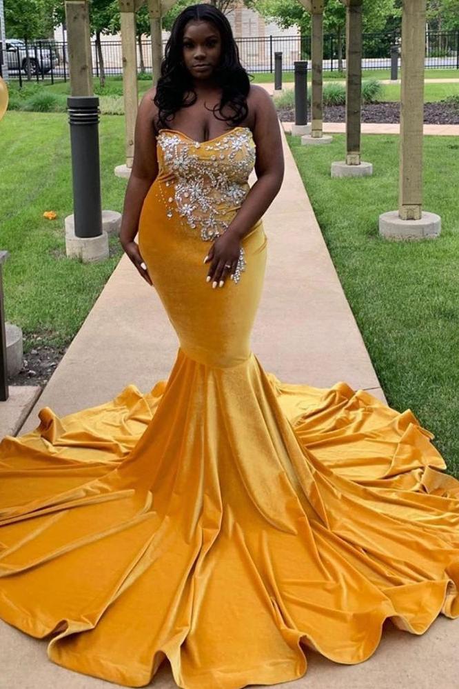 Trendy New Arrival Sweetheart Ginger Mermaid Long Plus Size Prom Dresses