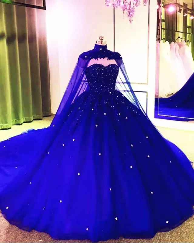 Tulle Ball Gowns Quinceanera Dress With Cape Prom Dresses