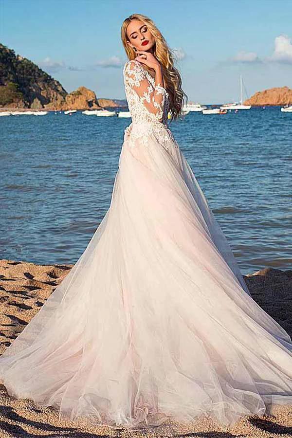 Tulle Scoop Neckline A-line Wedding Dress With Lace Appliques (ZD16038)
