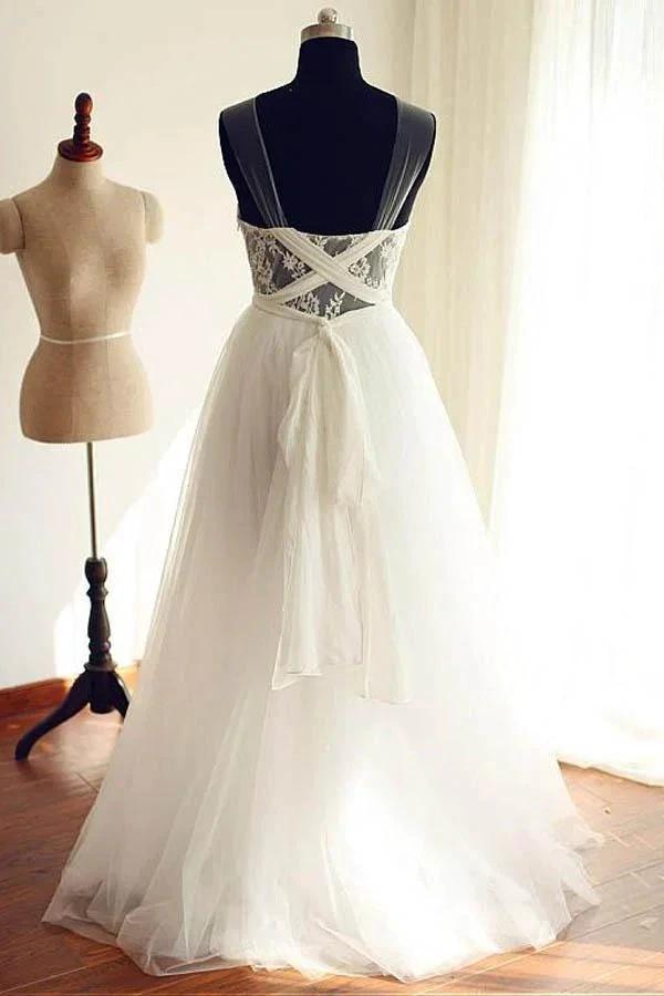 Tulle Scoop Neckline A-line Wedding Dresses With Lace Appliques (ZD15418)