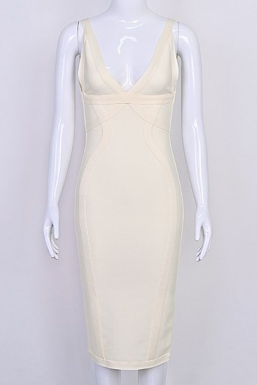 Tyra Bandage Midi Dress - Cream